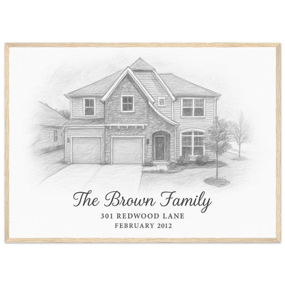 Personalized Home Portrait – Framed Print - Masterpiece Print