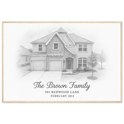 Personalized Home Portrait – Framed Print - Masterpiece Print