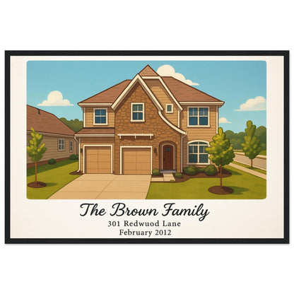 Personalized Home Portrait – Framed Print - Masterpiece Print