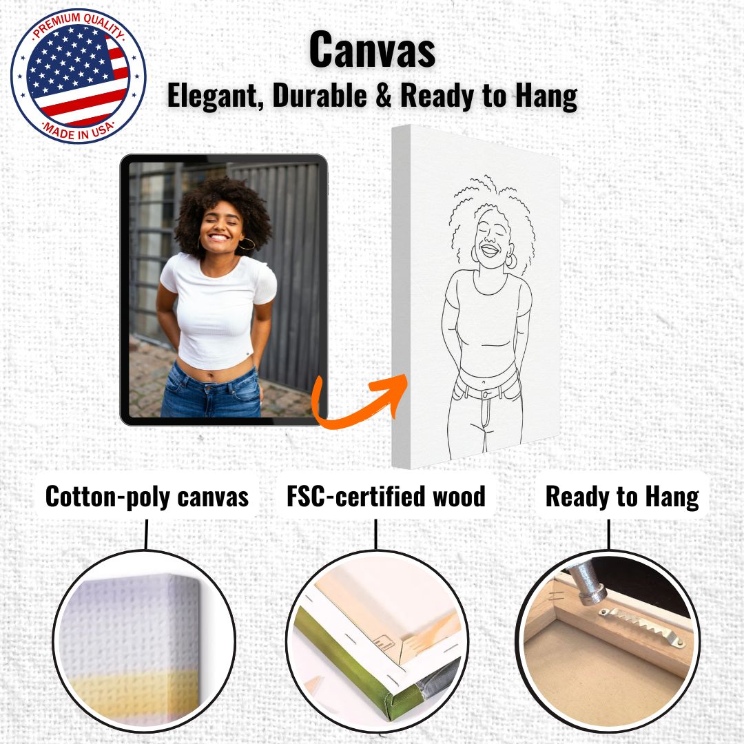 Personalized Line Art Portrait – Canvas - Masterpiece Print