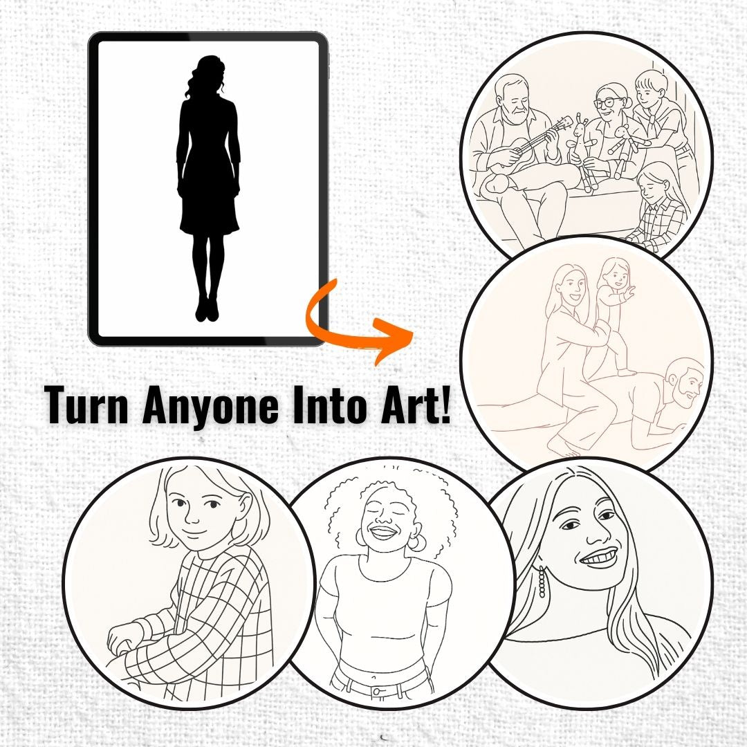 Personalized Line Art Portrait – Framed Canvas - Masterpiece Print