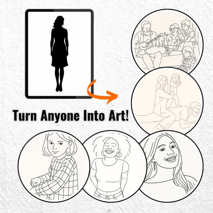 Personalized Line Art Portrait – Framed Canvas - Masterpiece Print