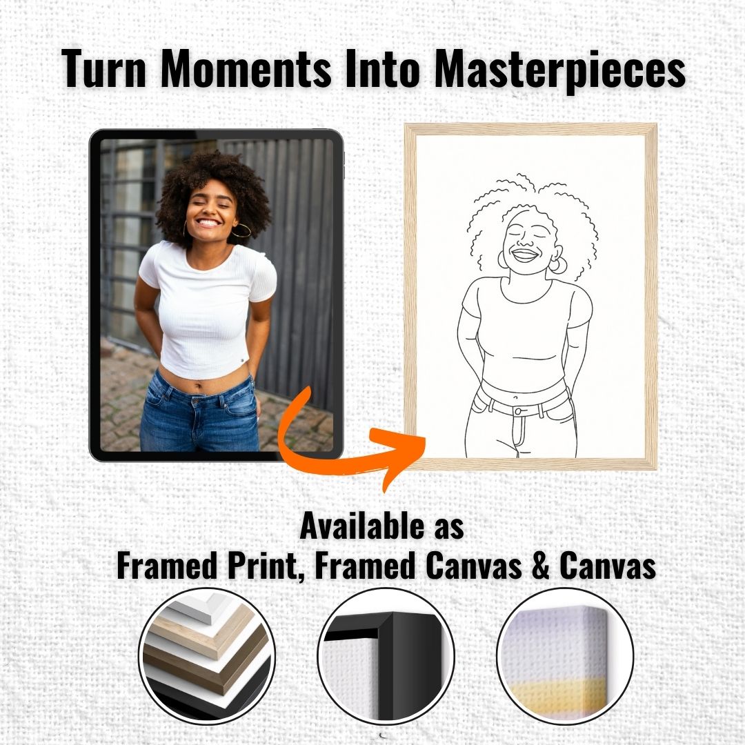 Personalized Line Art Portrait – Framed Canvas - Masterpiece Print