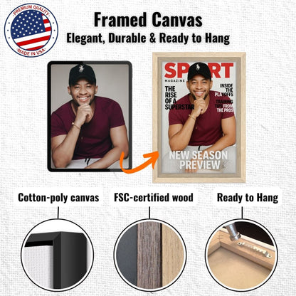 Personalized Magazine Cover – Framed Canvas - Masterpiece Print