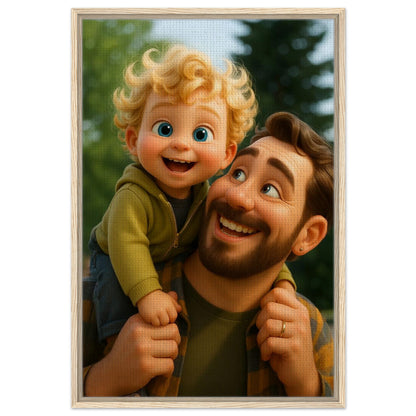 Personalized Portrait for Father – Framed Canvas - Masterpiece Print