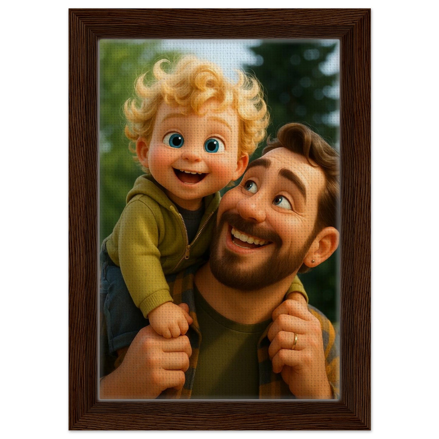 Personalized Portrait for Father – Framed Canvas - Masterpiece Print