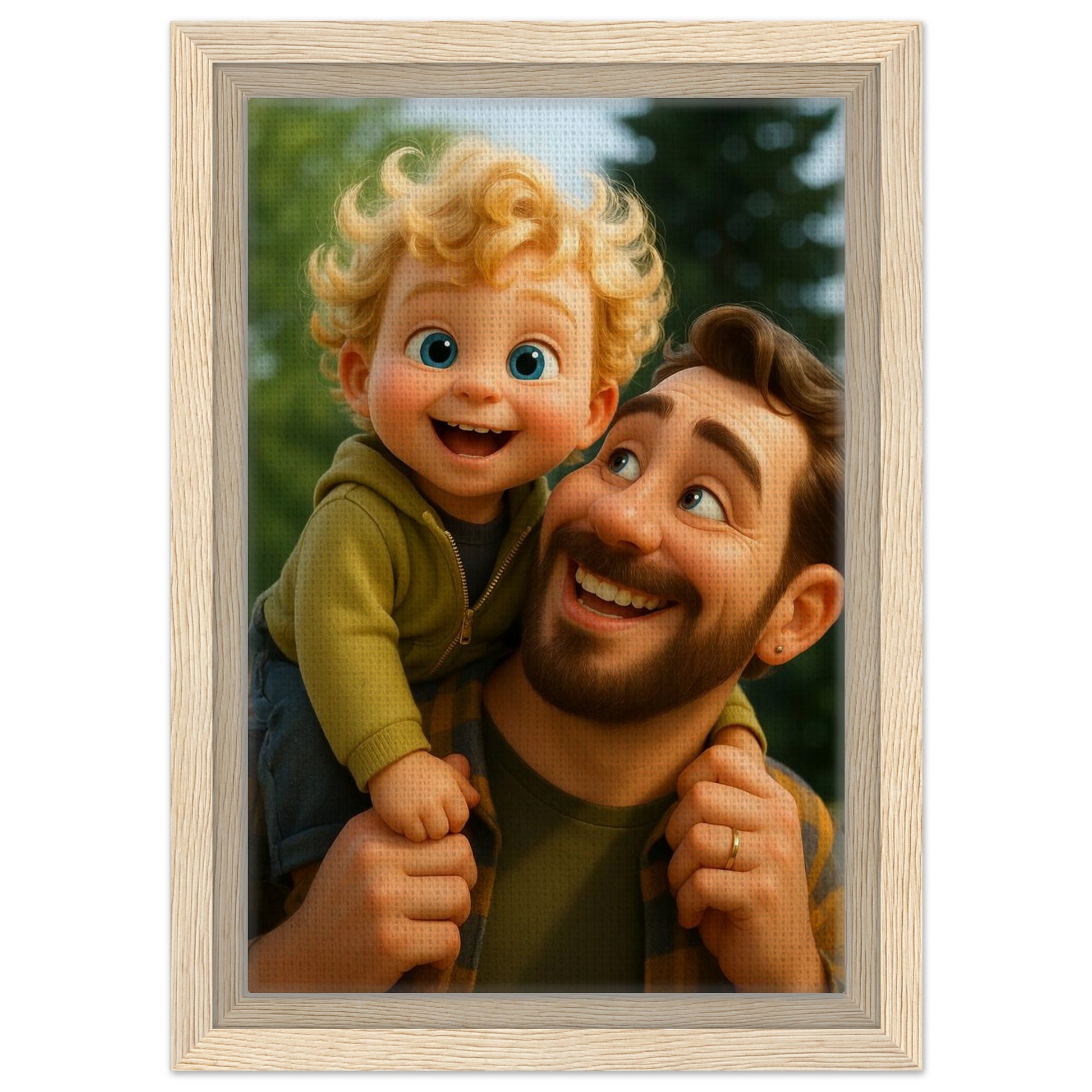 Personalized Portrait for Father – Framed Canvas - Masterpiece Print