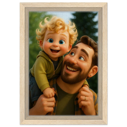 Personalized Portrait for Father – Framed Canvas - Masterpiece Print