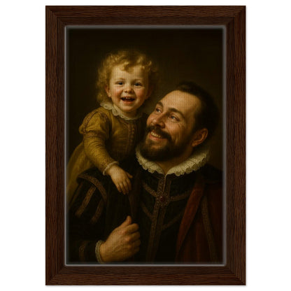Personalized Portrait for Father – Framed Canvas - Masterpiece Print