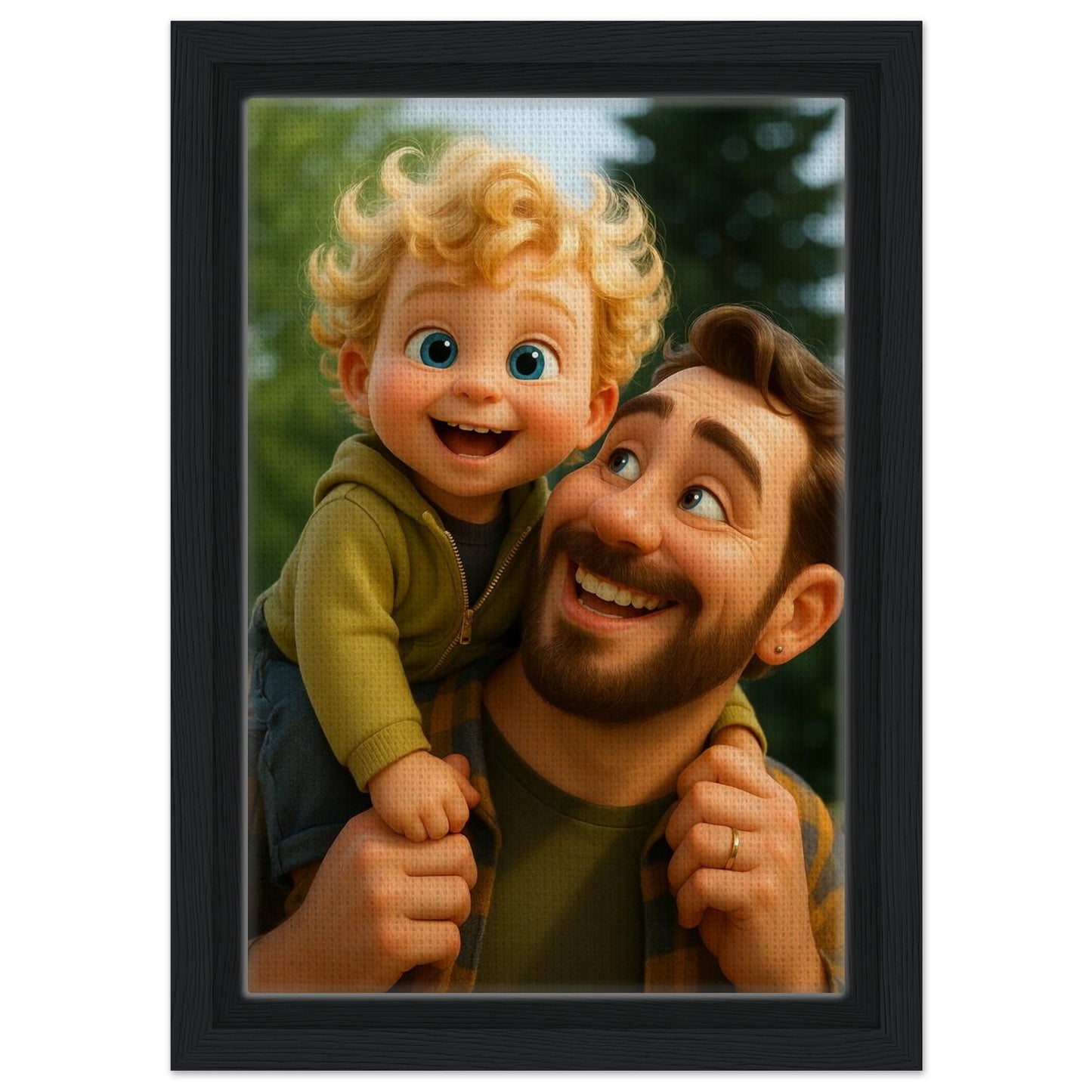 Personalized Portrait for Father – Framed Canvas - Masterpiece Print