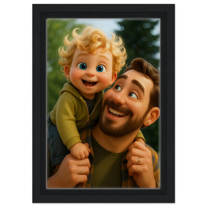Personalized Portrait for Father – Framed Canvas - Masterpiece Print
