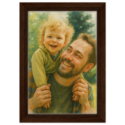 Personalized Portrait for Father – Framed Canvas - Masterpiece Print
