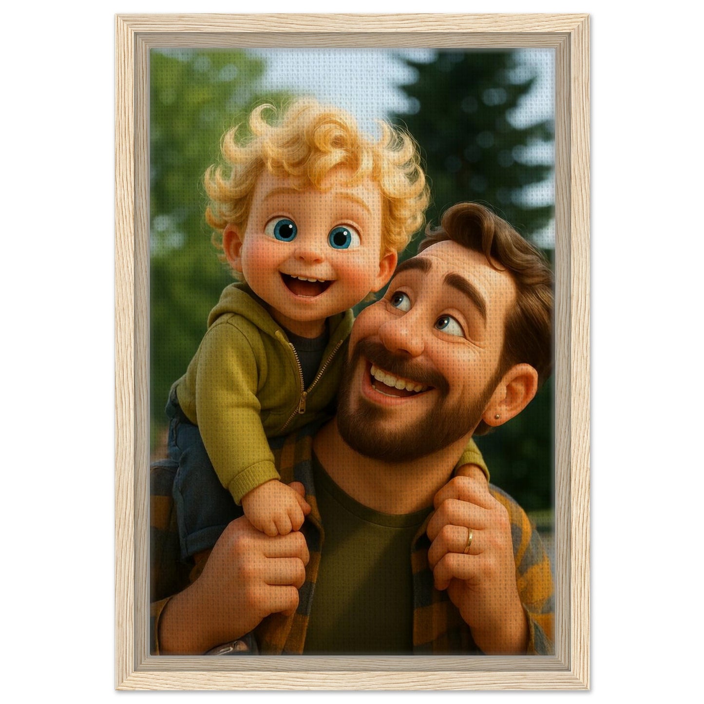 Personalized Portrait for Father – Framed Canvas - Masterpiece Print