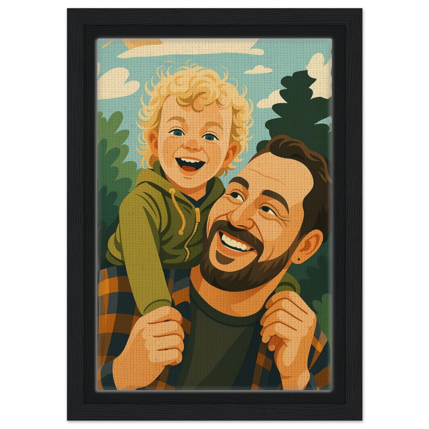 Personalized Portrait for Father – Framed Canvas - Masterpiece Print