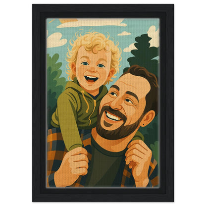 Personalized Portrait for Father – Framed Canvas - Masterpiece Print