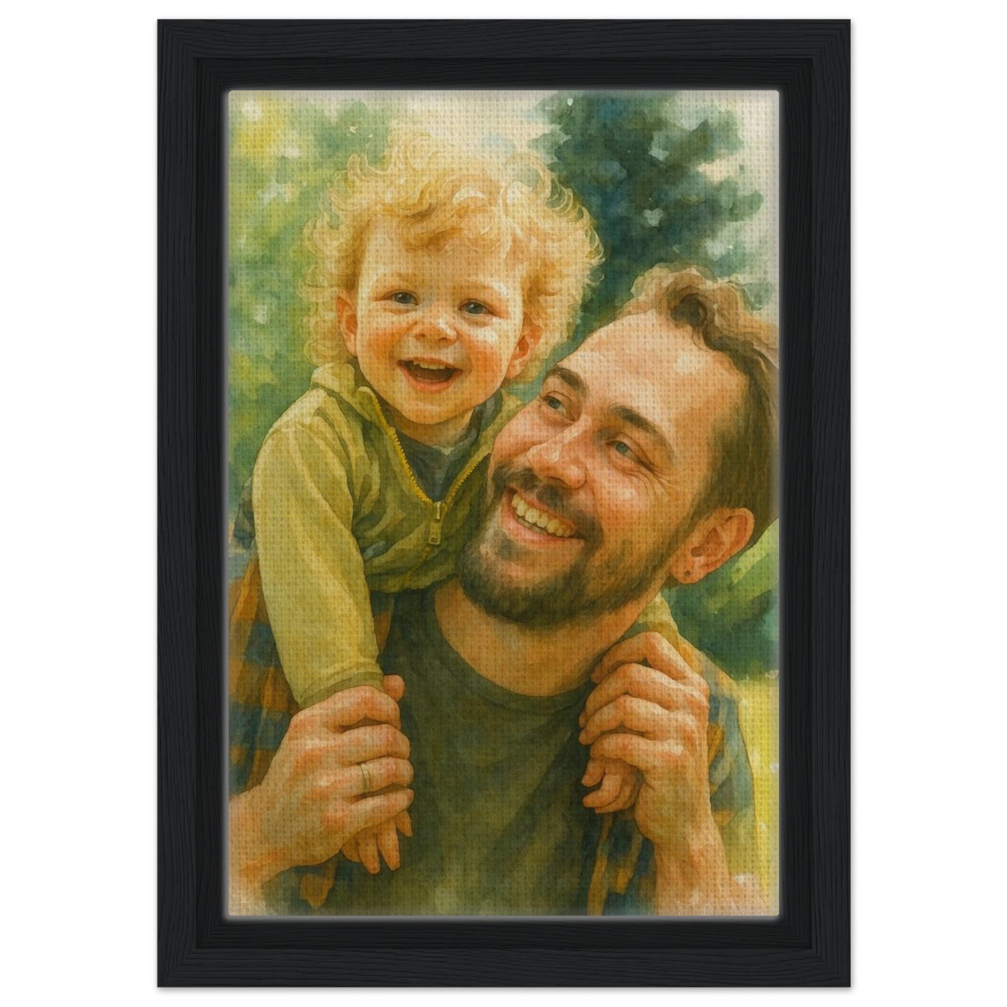 Personalized Portrait for Father – Framed Canvas - Masterpiece Print