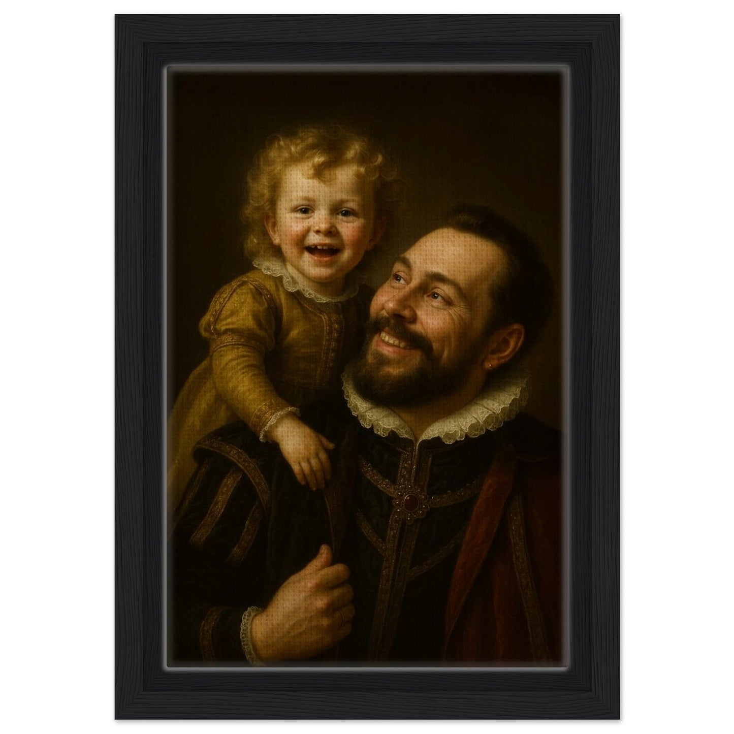 Personalized Portrait for Father – Framed Canvas - Masterpiece Print