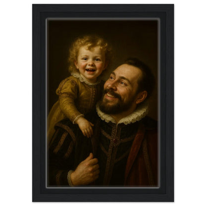 Personalized Portrait for Father – Framed Canvas - Masterpiece Print