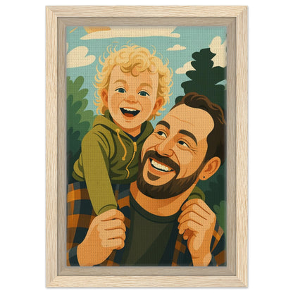 Personalized Portrait for Father – Framed Canvas - Masterpiece Print