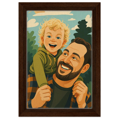 Personalized Portrait for Father – Framed Canvas - Masterpiece Print