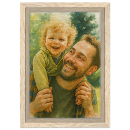 Personalized Portrait for Father – Framed Canvas - Masterpiece Print
