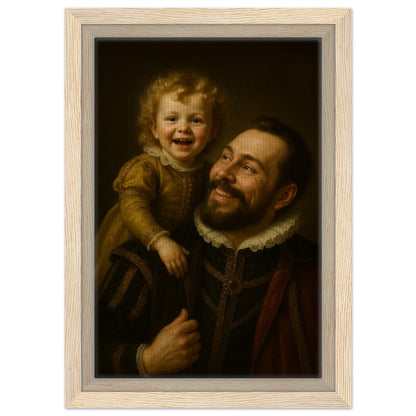 Personalized Portrait for Father – Framed Canvas - Masterpiece Print