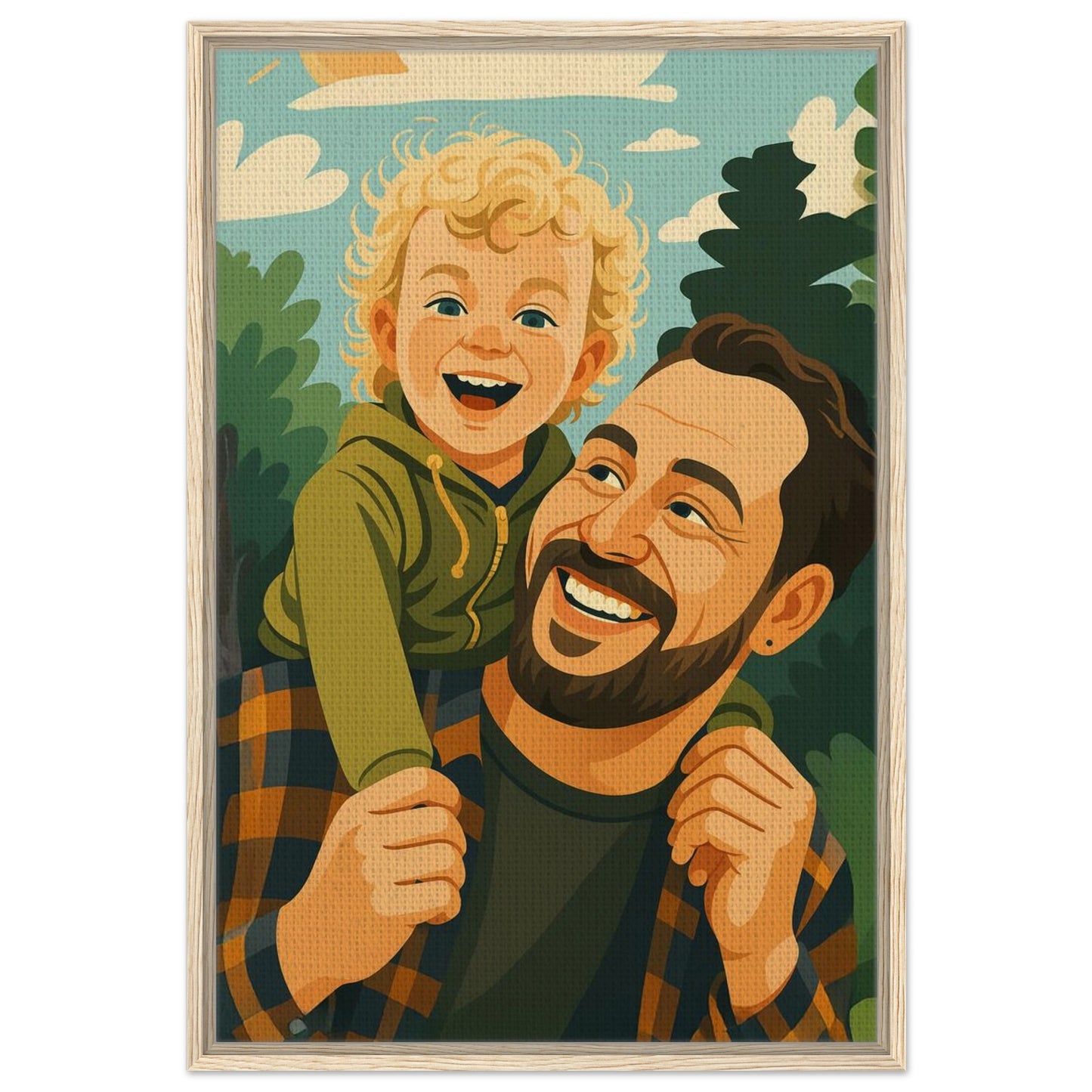 Personalized Portrait for Father – Framed Canvas - Masterpiece Print