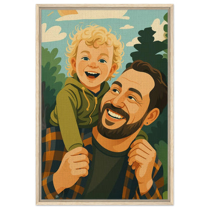 Personalized Portrait for Father – Framed Canvas - Masterpiece Print
