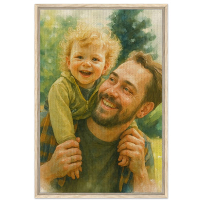 Personalized Portrait for Father – Framed Canvas - Masterpiece Print