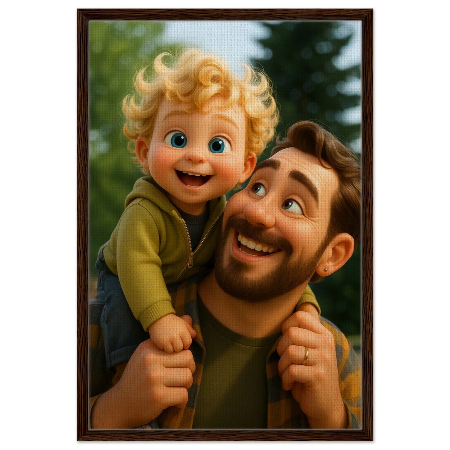 Personalized Portrait for Father – Framed Canvas - Masterpiece Print