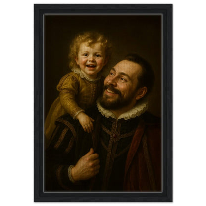 Personalized Portrait for Father – Framed Canvas - Masterpiece Print