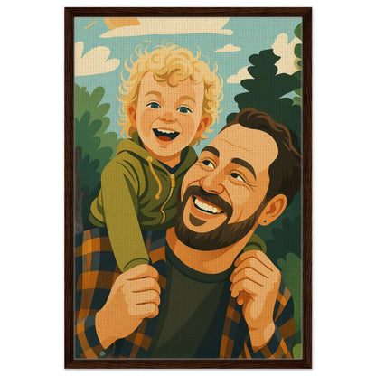 Personalized Portrait for Father – Framed Canvas - Masterpiece Print