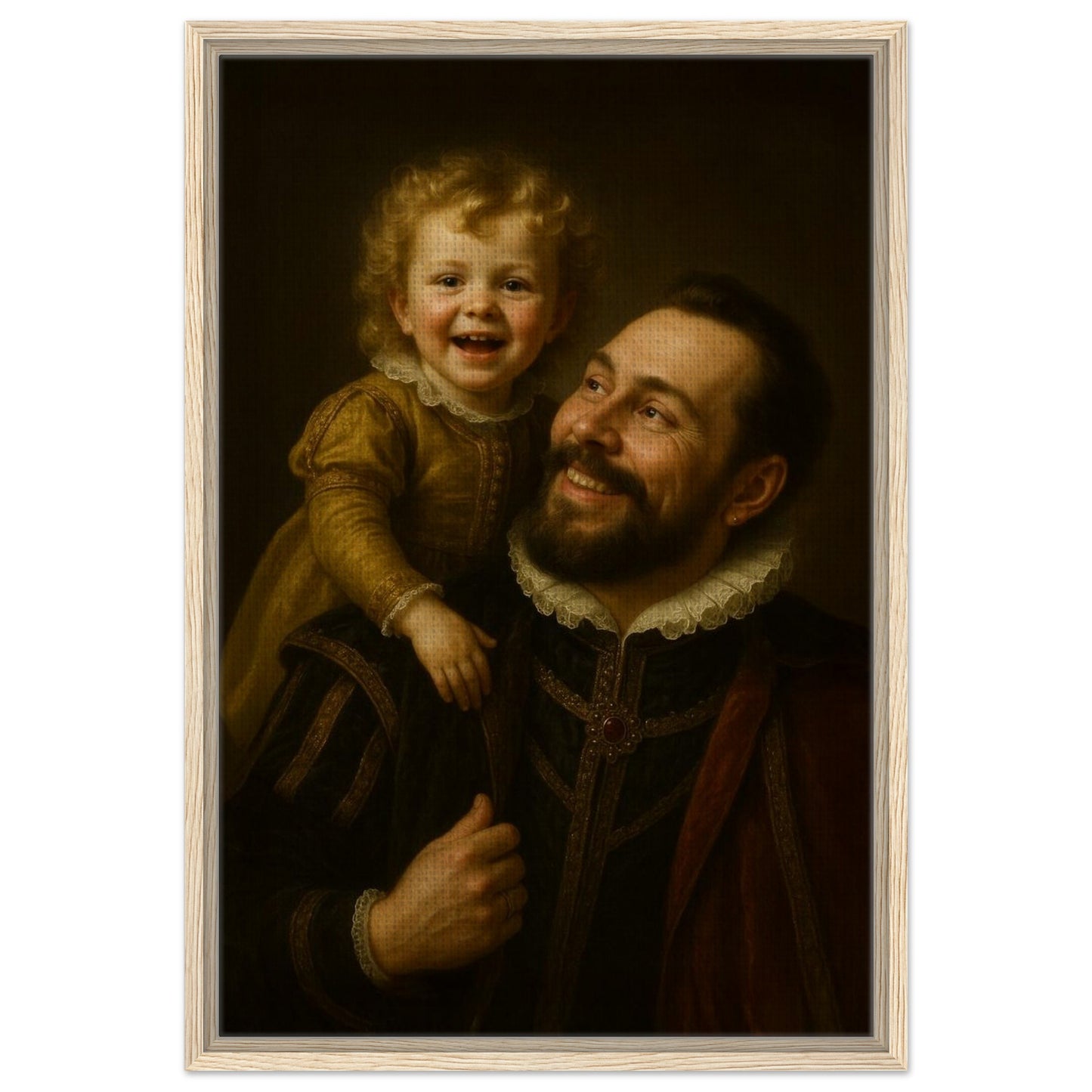 Personalized Portrait for Father – Framed Canvas - Masterpiece Print
