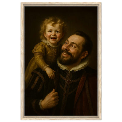 Personalized Portrait for Father – Framed Canvas - Masterpiece Print