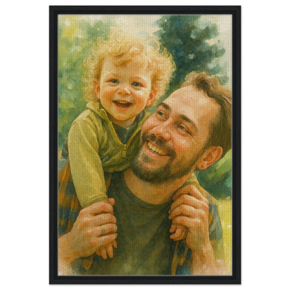 Personalized Portrait for Father – Framed Canvas - Masterpiece Print