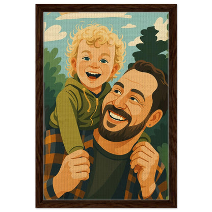 Personalized Portrait for Father – Framed Canvas - Masterpiece Print