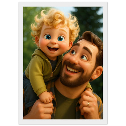 Personalized Portrait for Father – Framed Print - Masterpiece Print