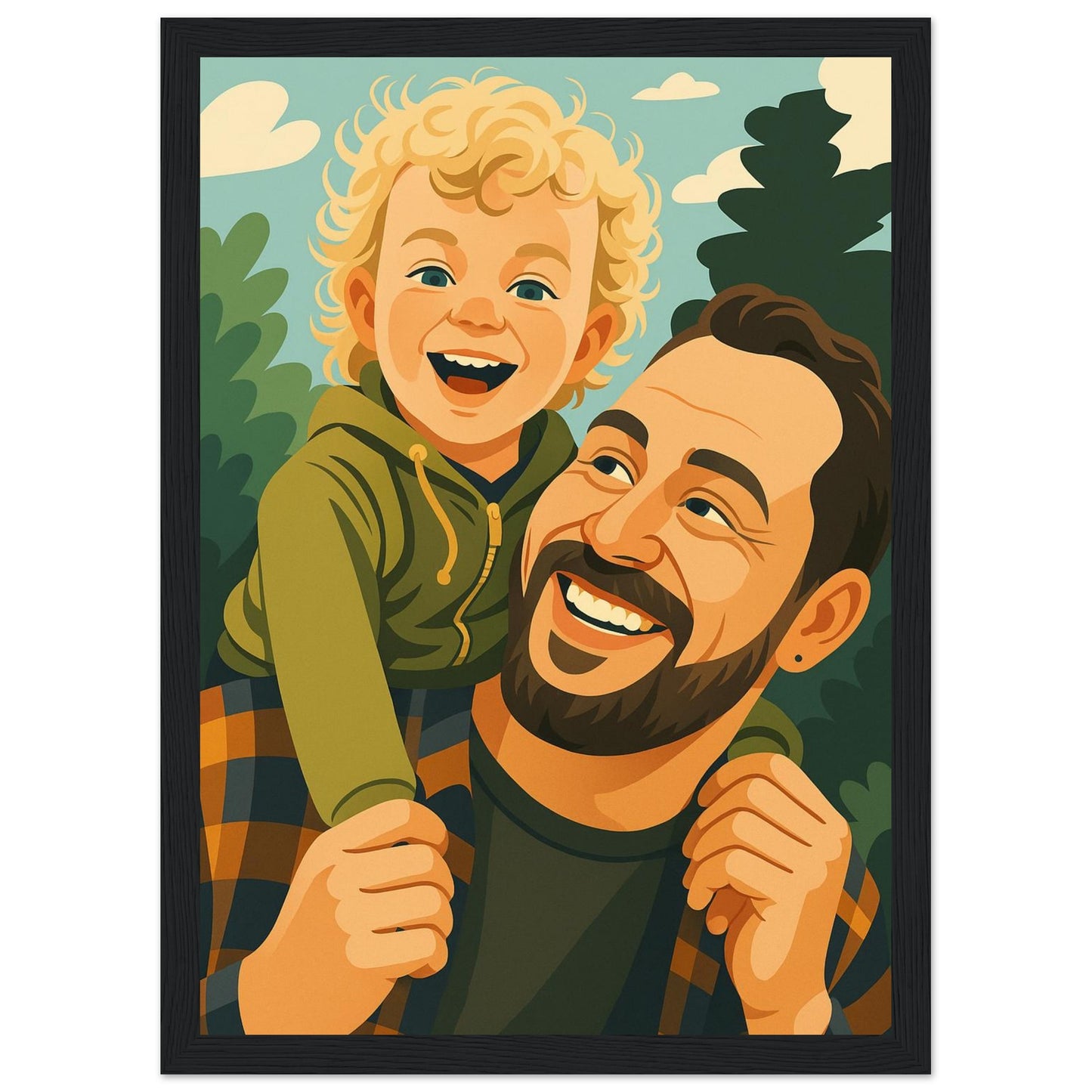 Personalized Portrait for Father – Framed Print - Masterpiece Print
