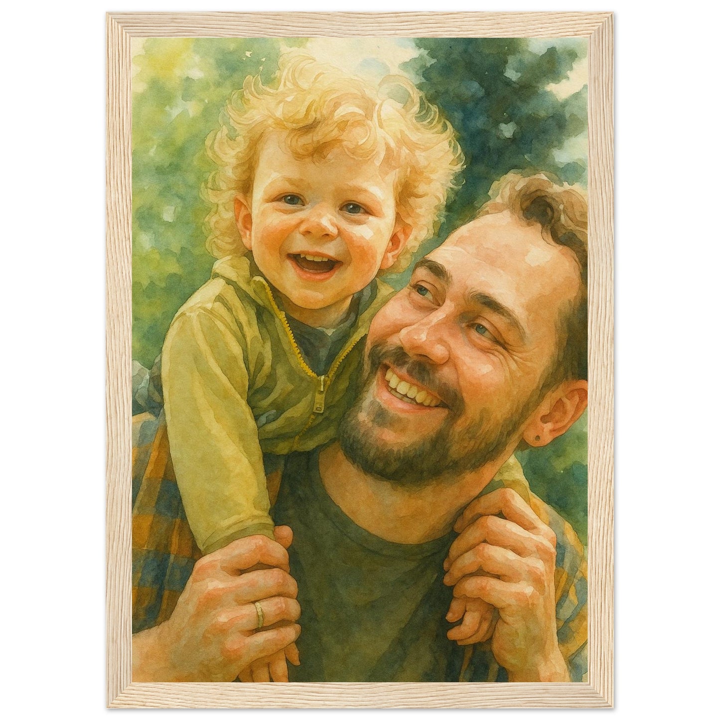 Personalized Portrait for Father – Framed Print - Masterpiece Print