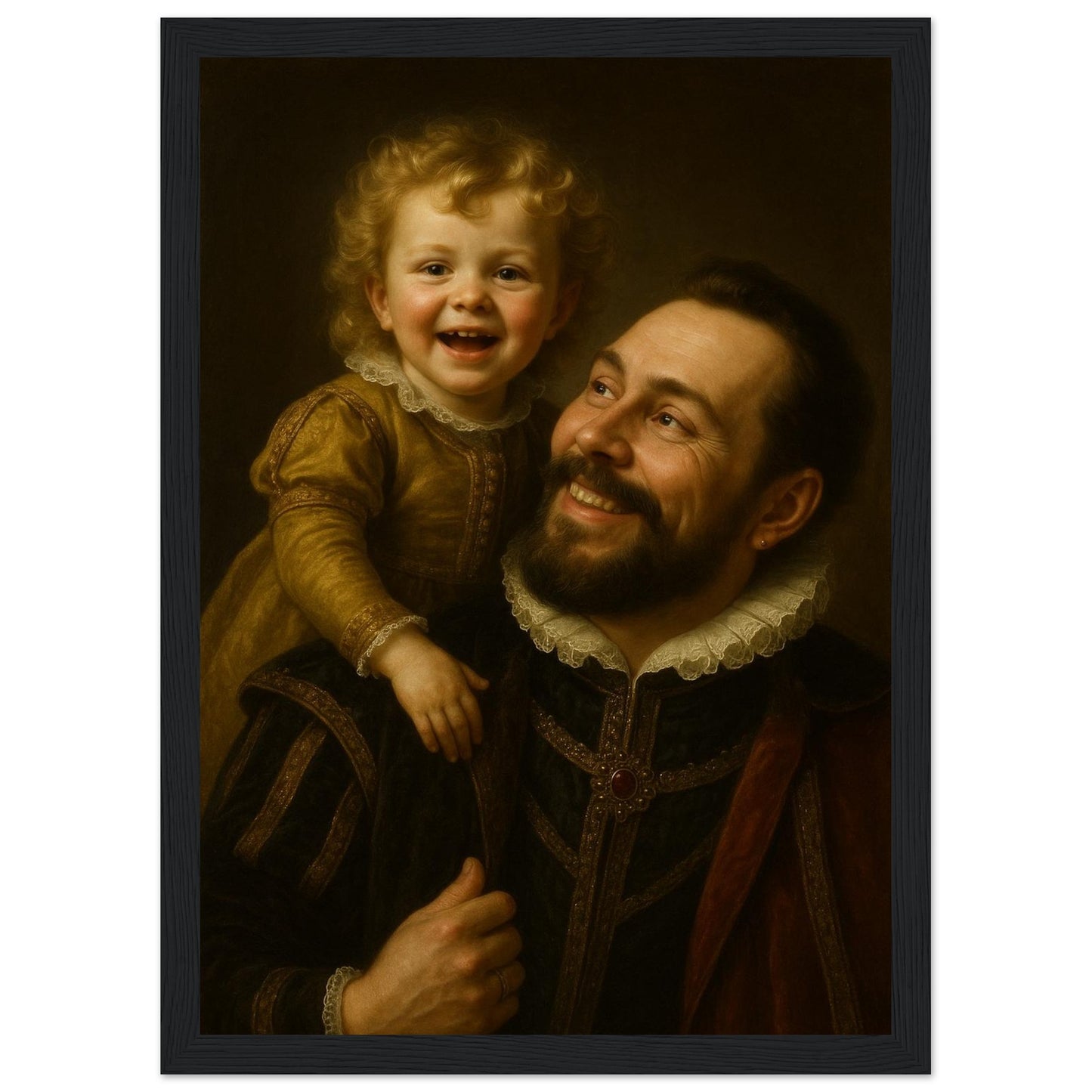 Personalized Portrait for Father – Framed Print - Masterpiece Print