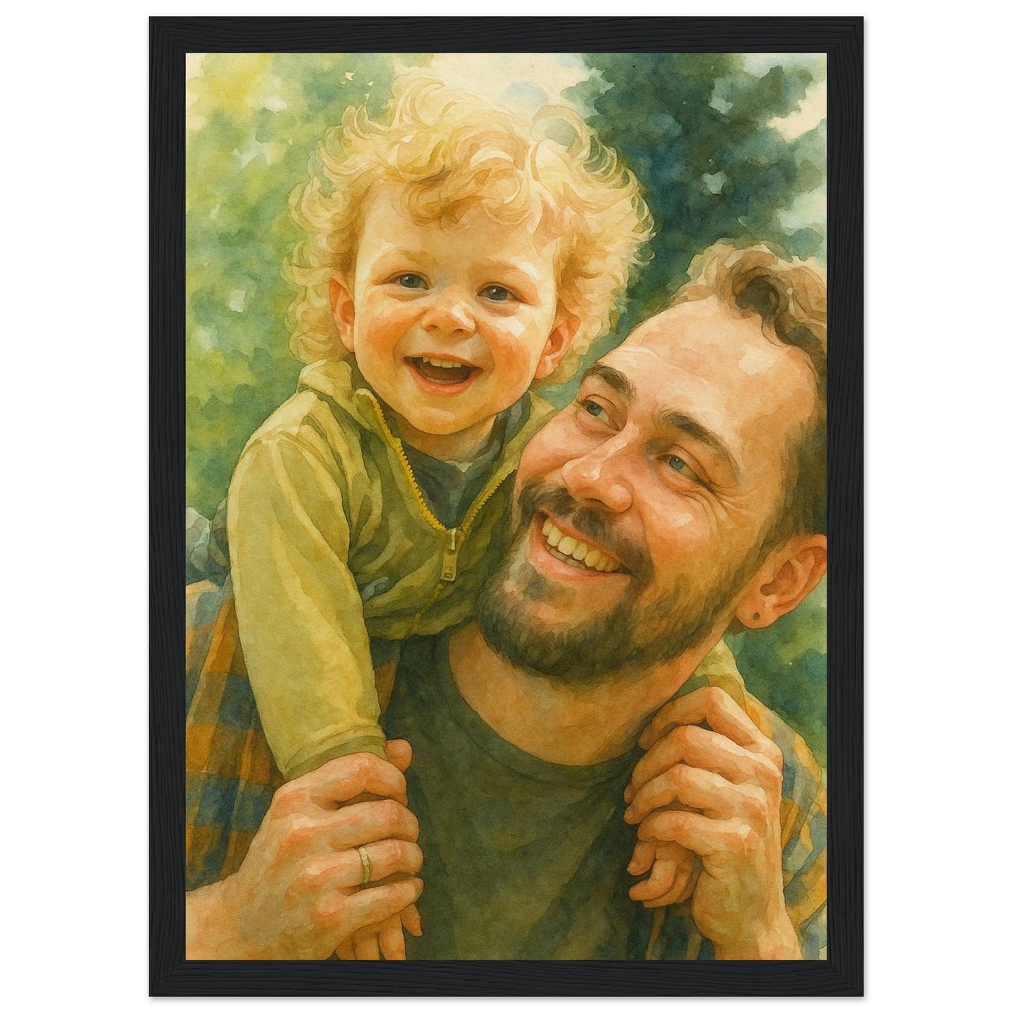 Personalized Portrait for Father – Framed Print - Masterpiece Print
