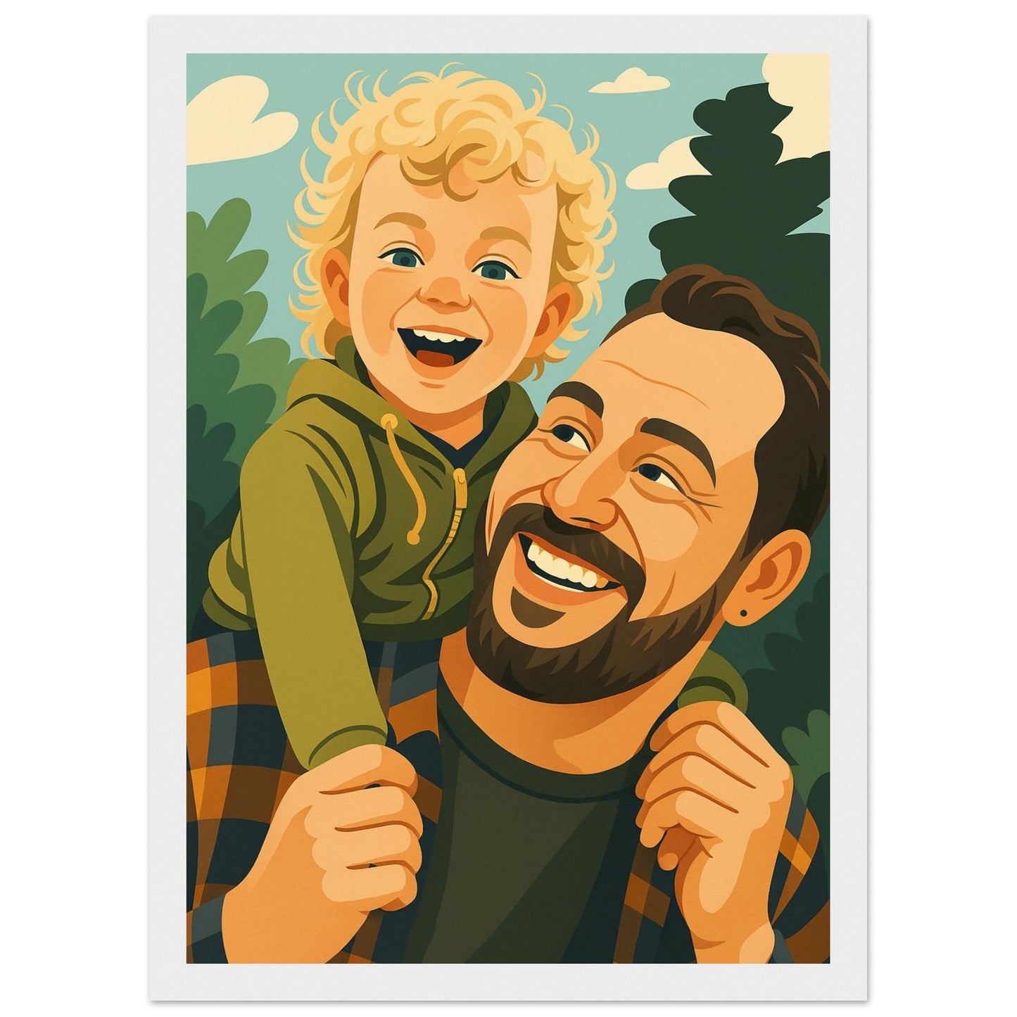 Personalized Portrait for Father – Framed Print - Masterpiece Print