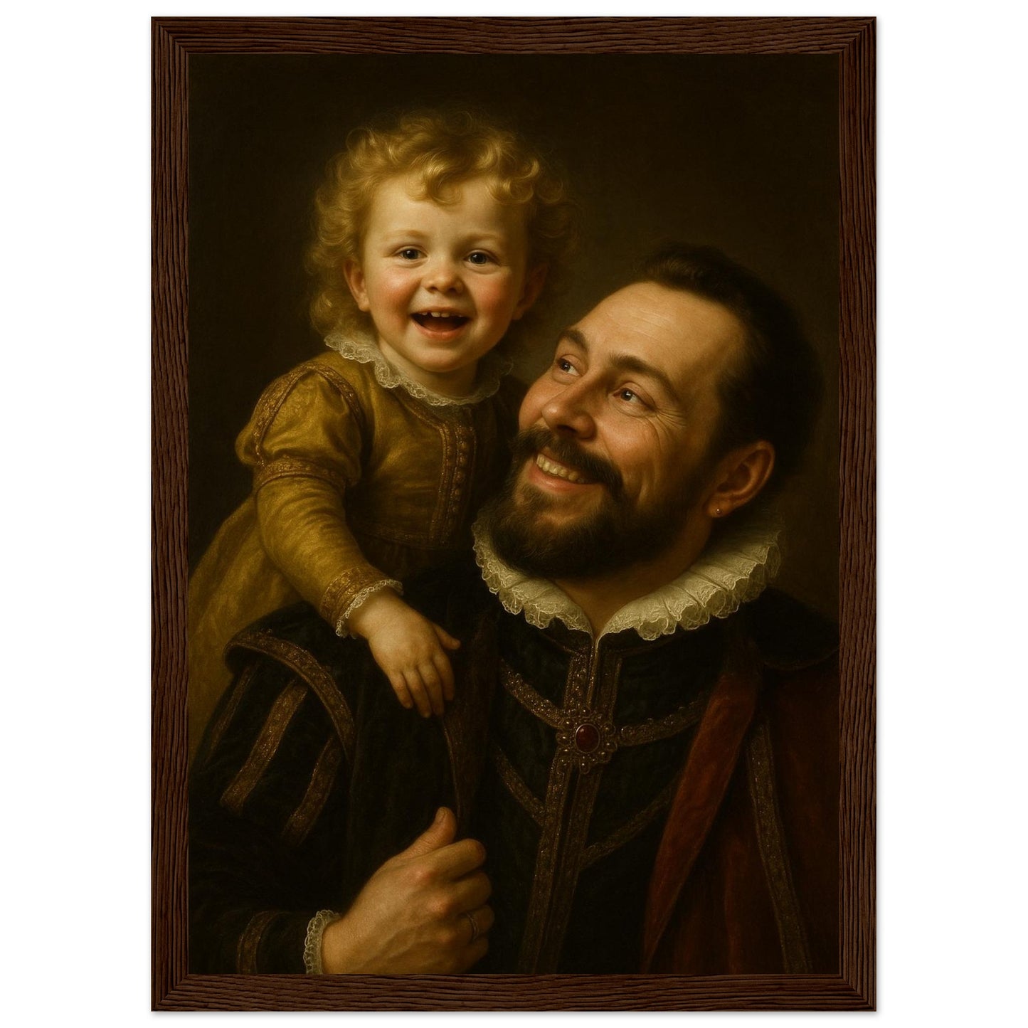 Personalized Portrait for Father – Framed Print - Masterpiece Print