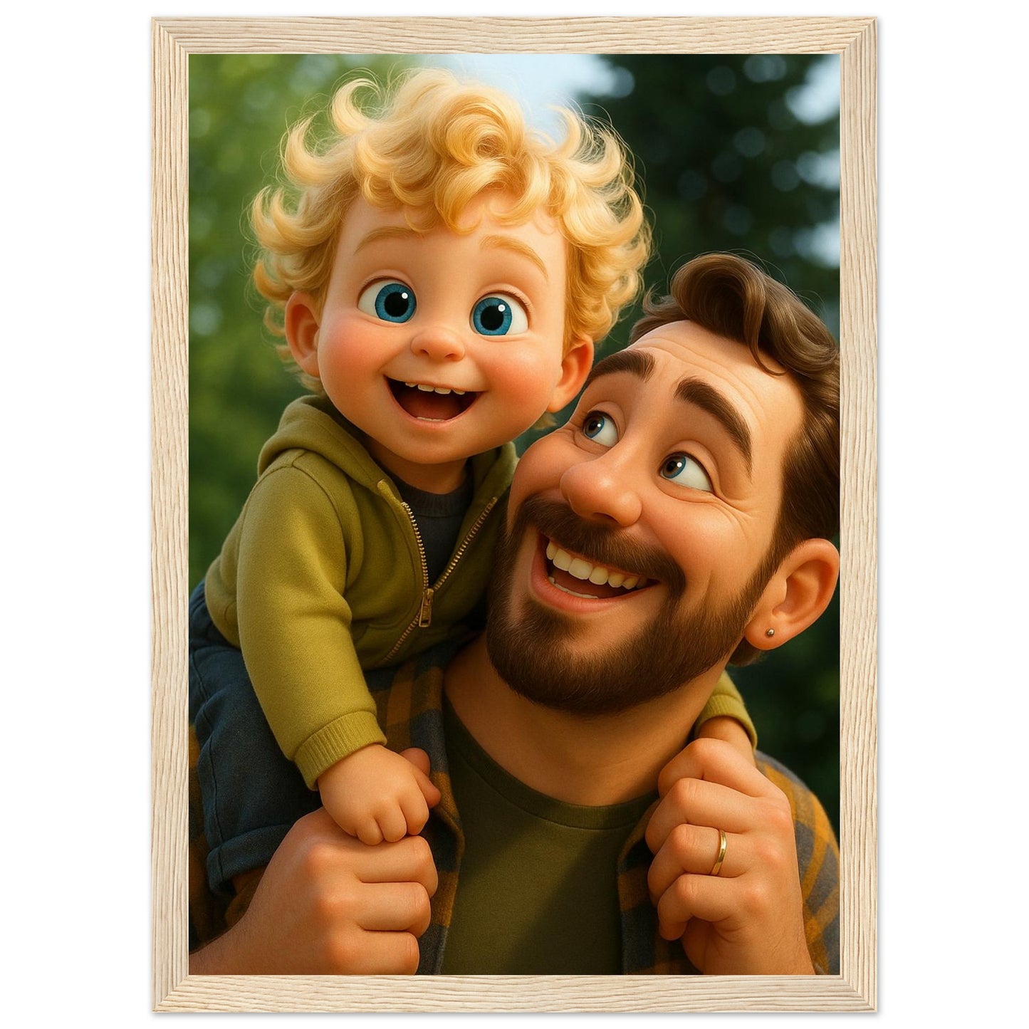 Personalized Portrait for Father – Framed Print - Masterpiece Print