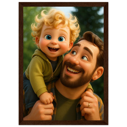Personalized Portrait for Father – Framed Print - Masterpiece Print