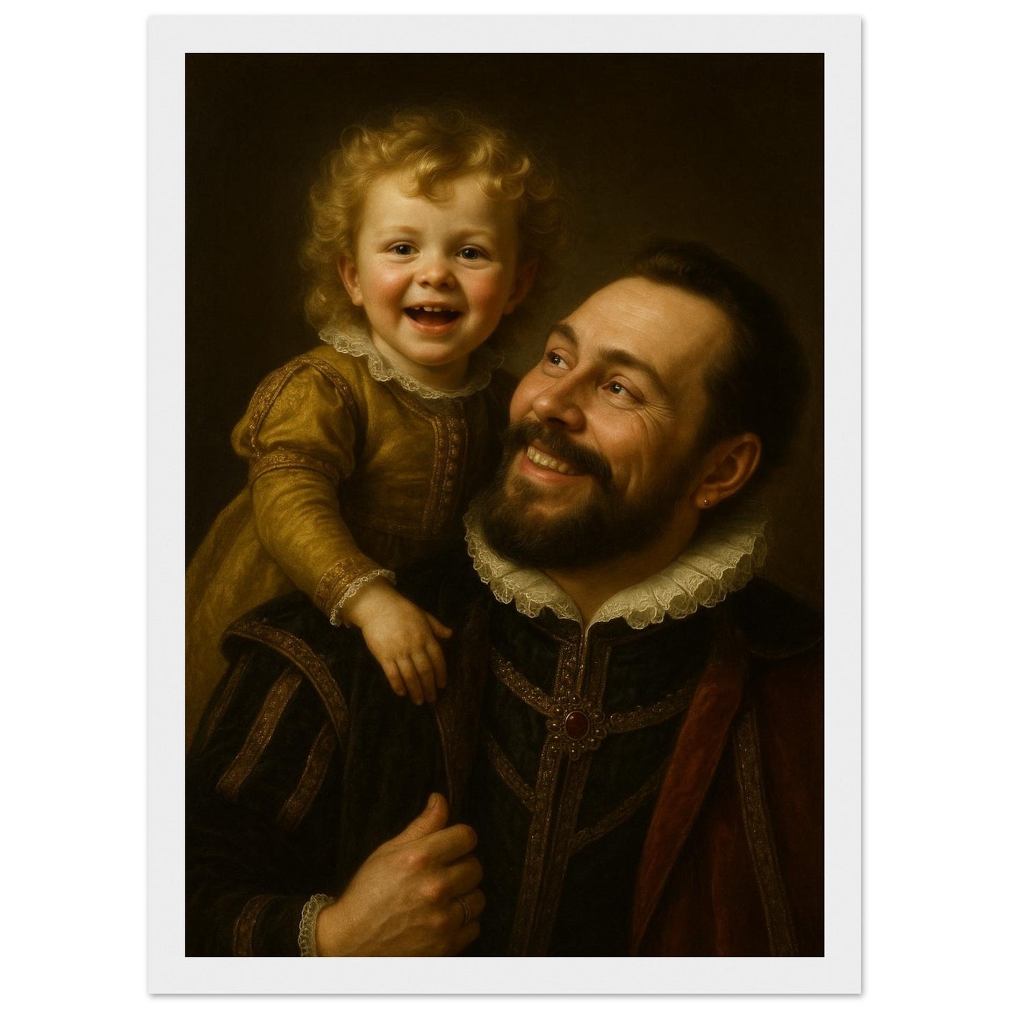Personalized Portrait for Father – Framed Print - Masterpiece Print