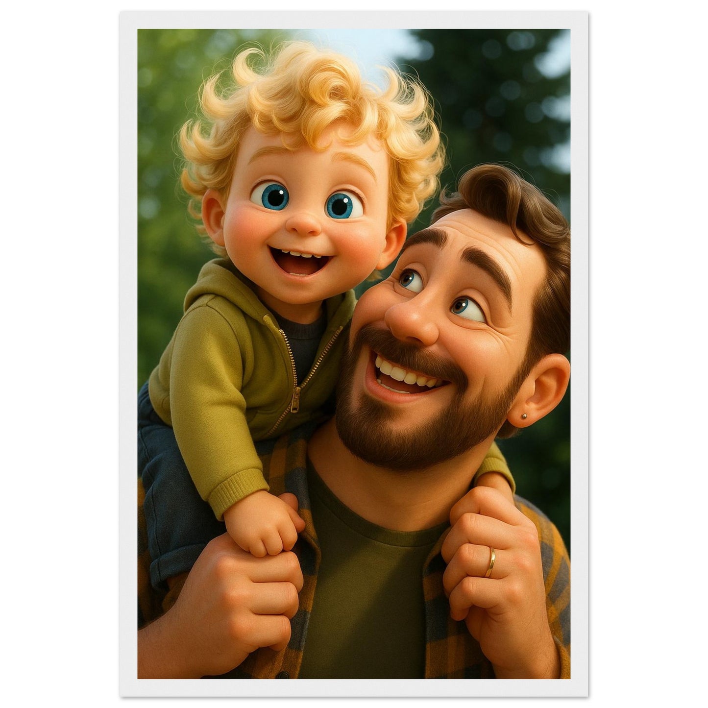 Personalized Portrait for Father – Framed Print - Masterpiece Print