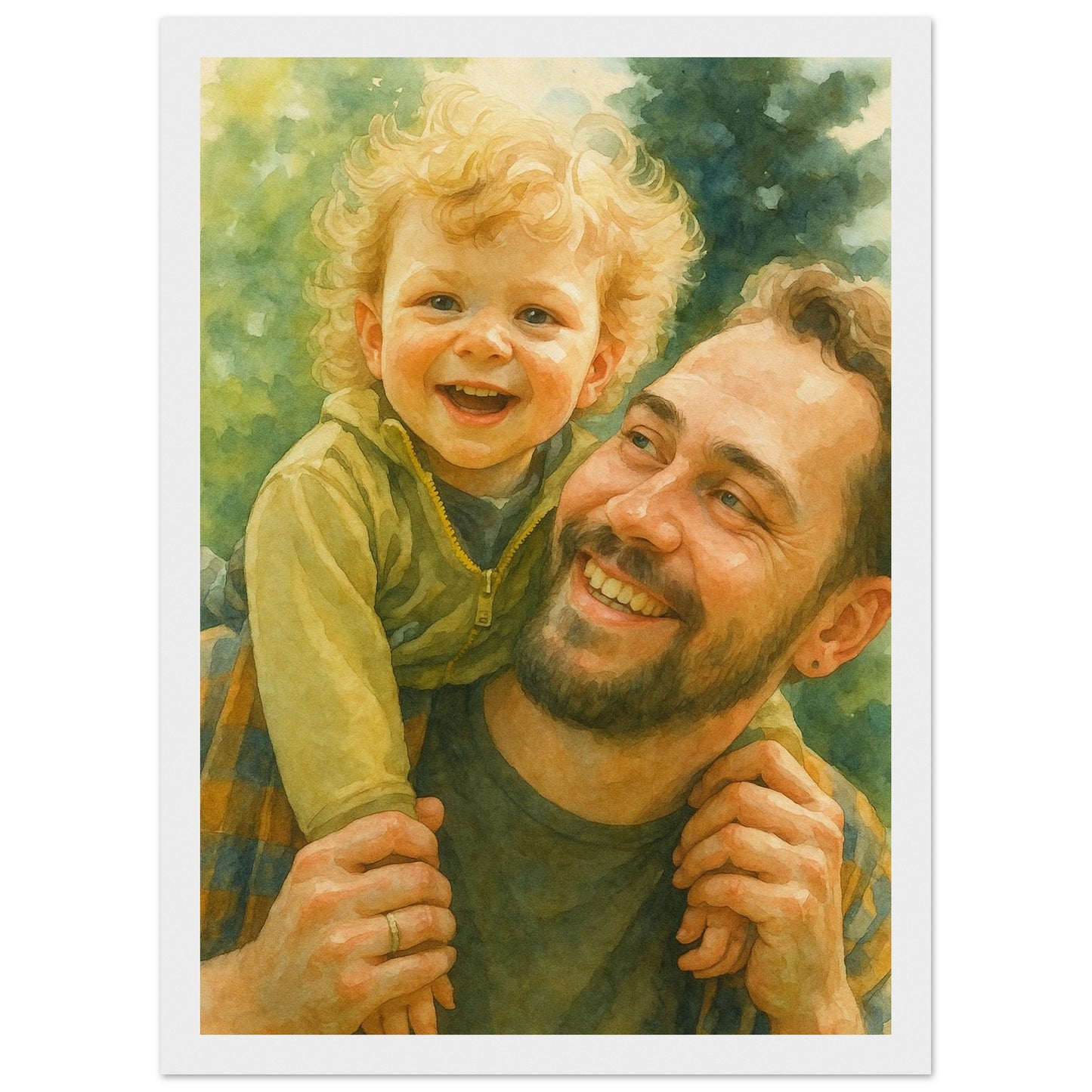 Personalized Portrait for Father – Framed Print - Masterpiece Print