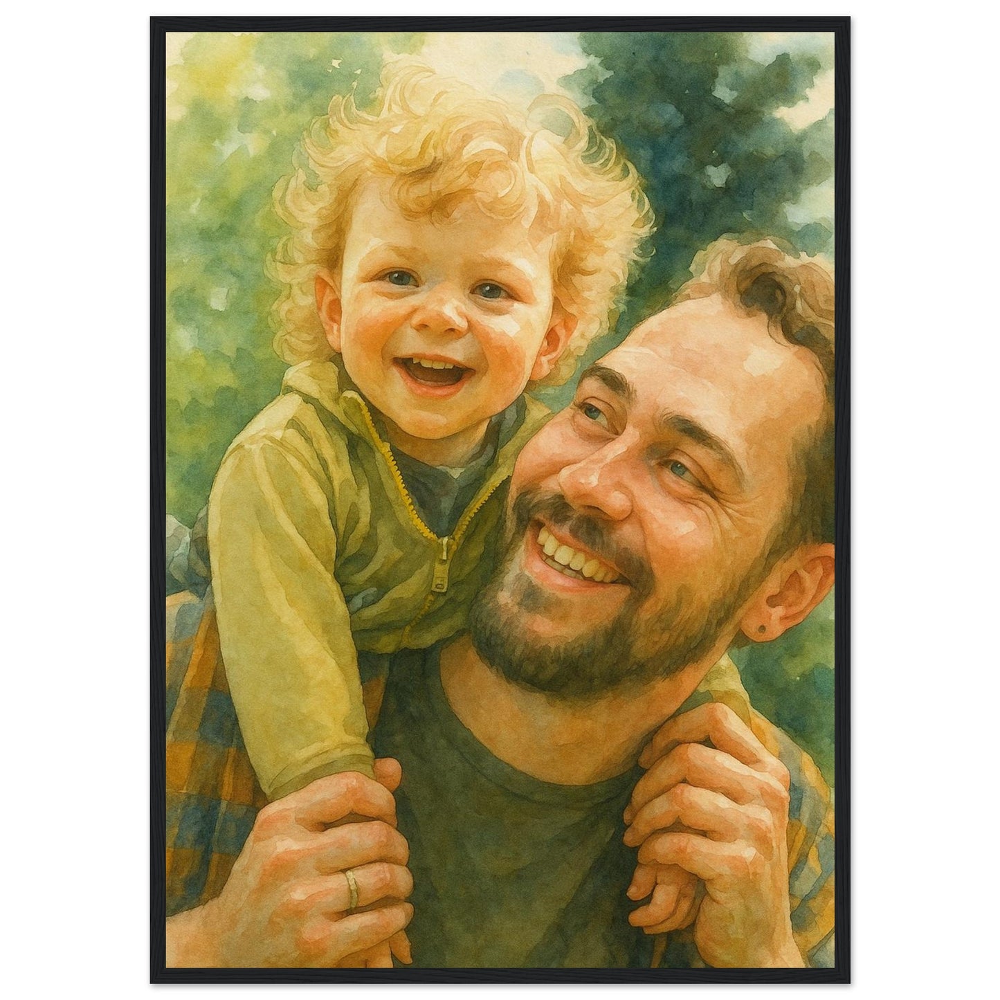 Personalized Portrait for Father – Framed Print - Masterpiece Print