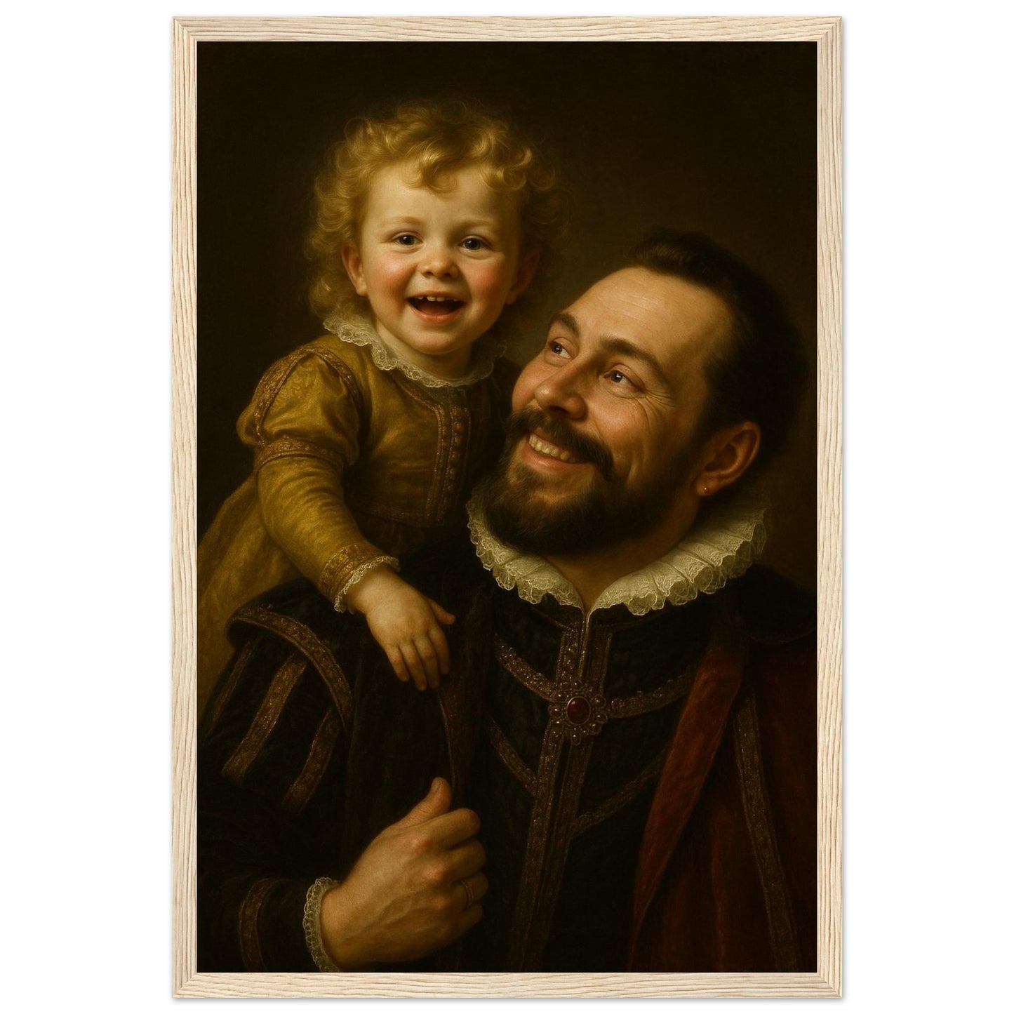 Personalized Portrait for Father – Framed Print - Masterpiece Print